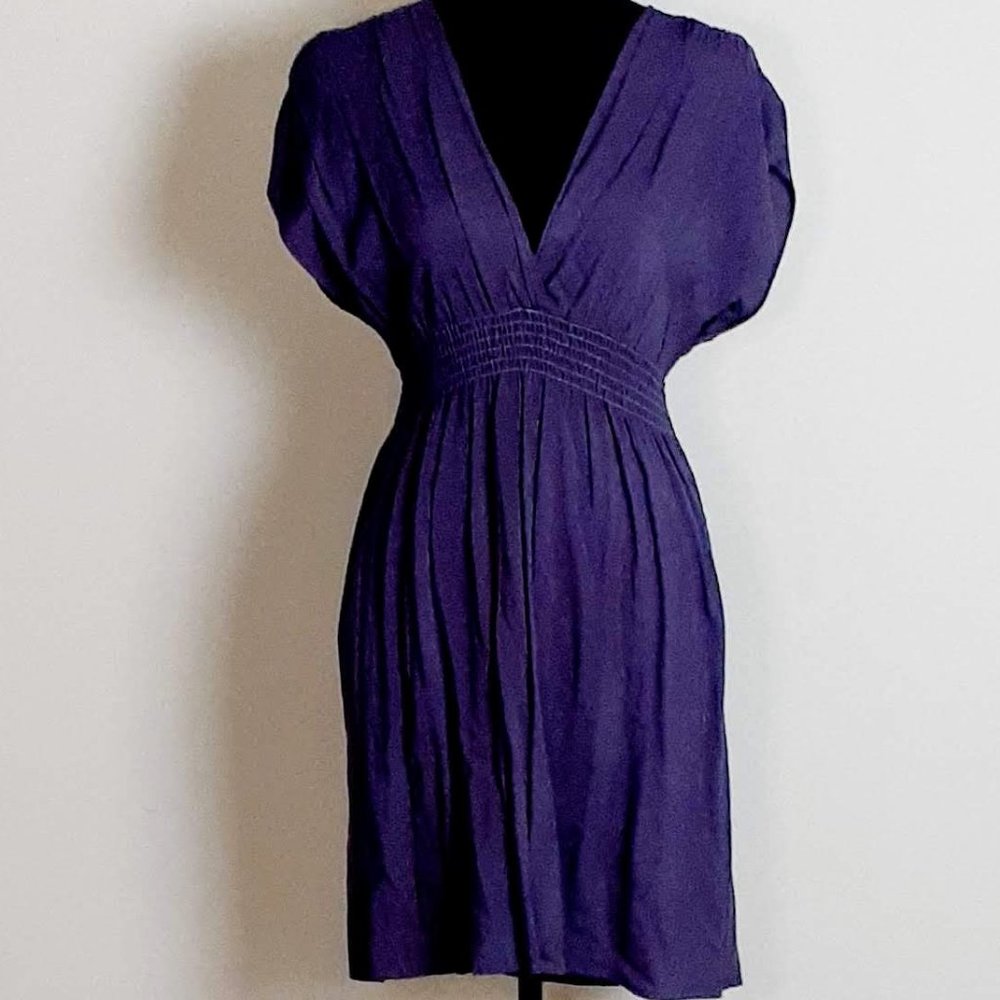 Casual Purple V-Neck Sleeveless Mini Dress Size L